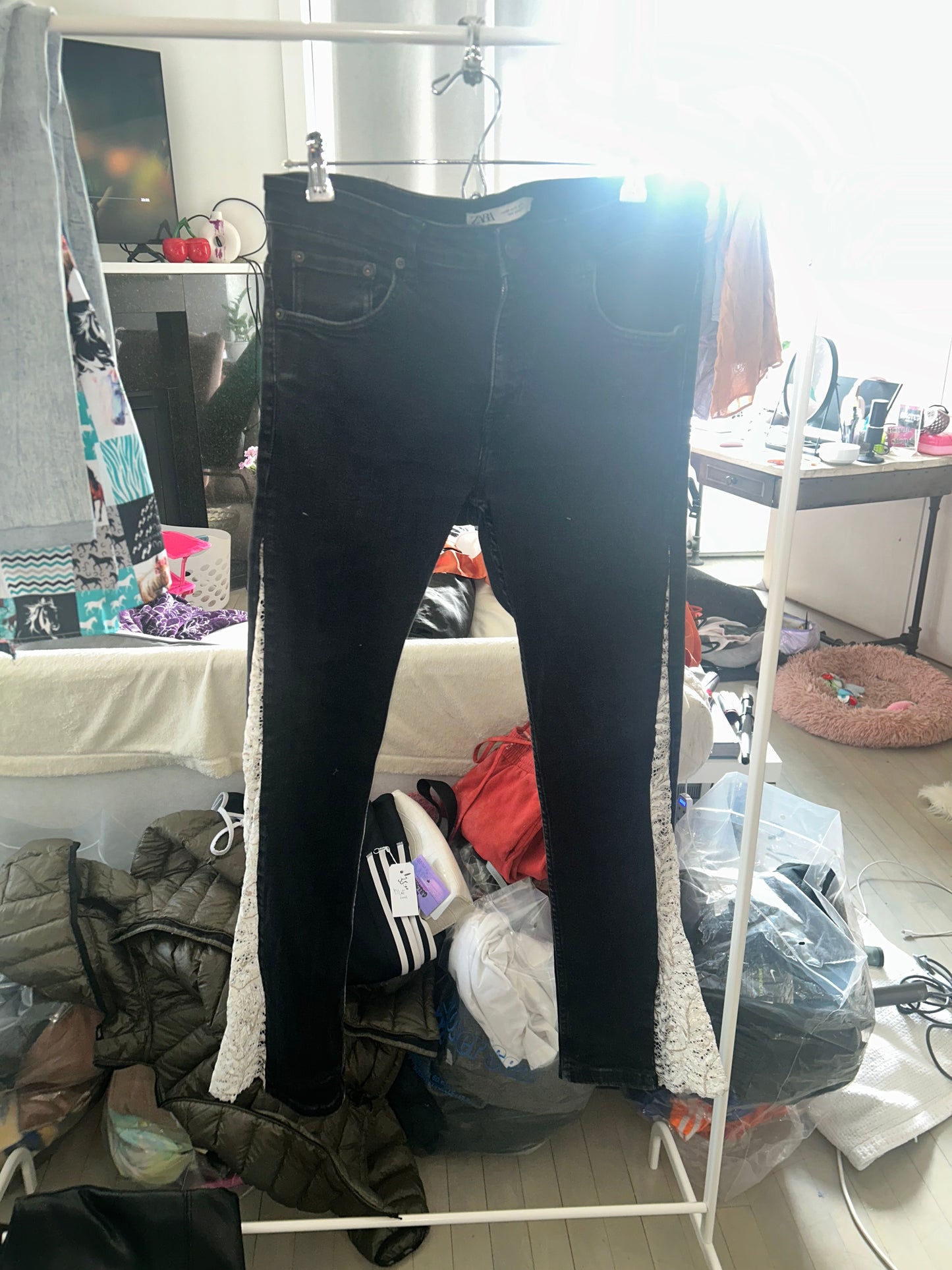 Black Betty Reworked Flared Lace Denim