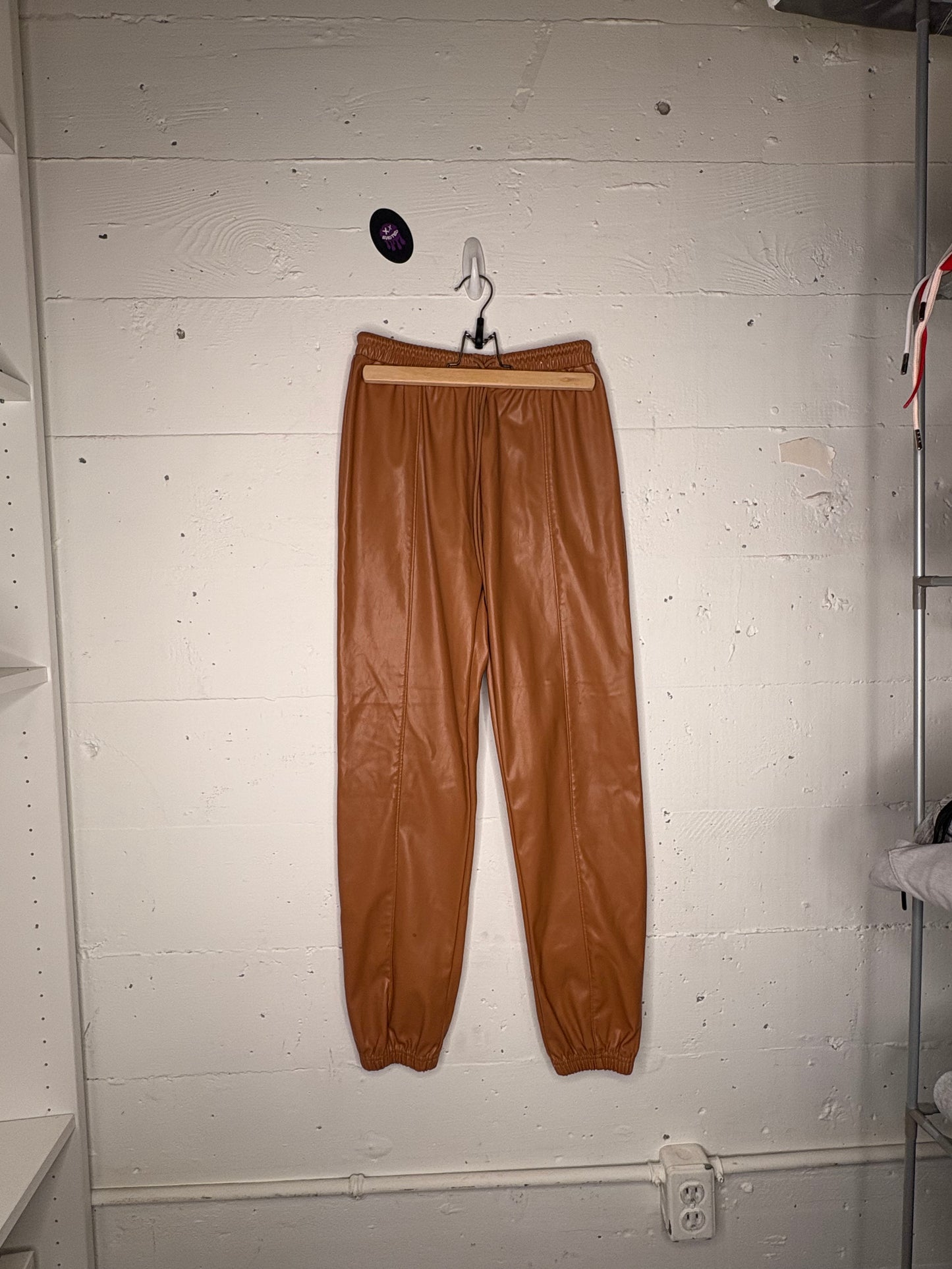 Tan Pleather Pant S-M