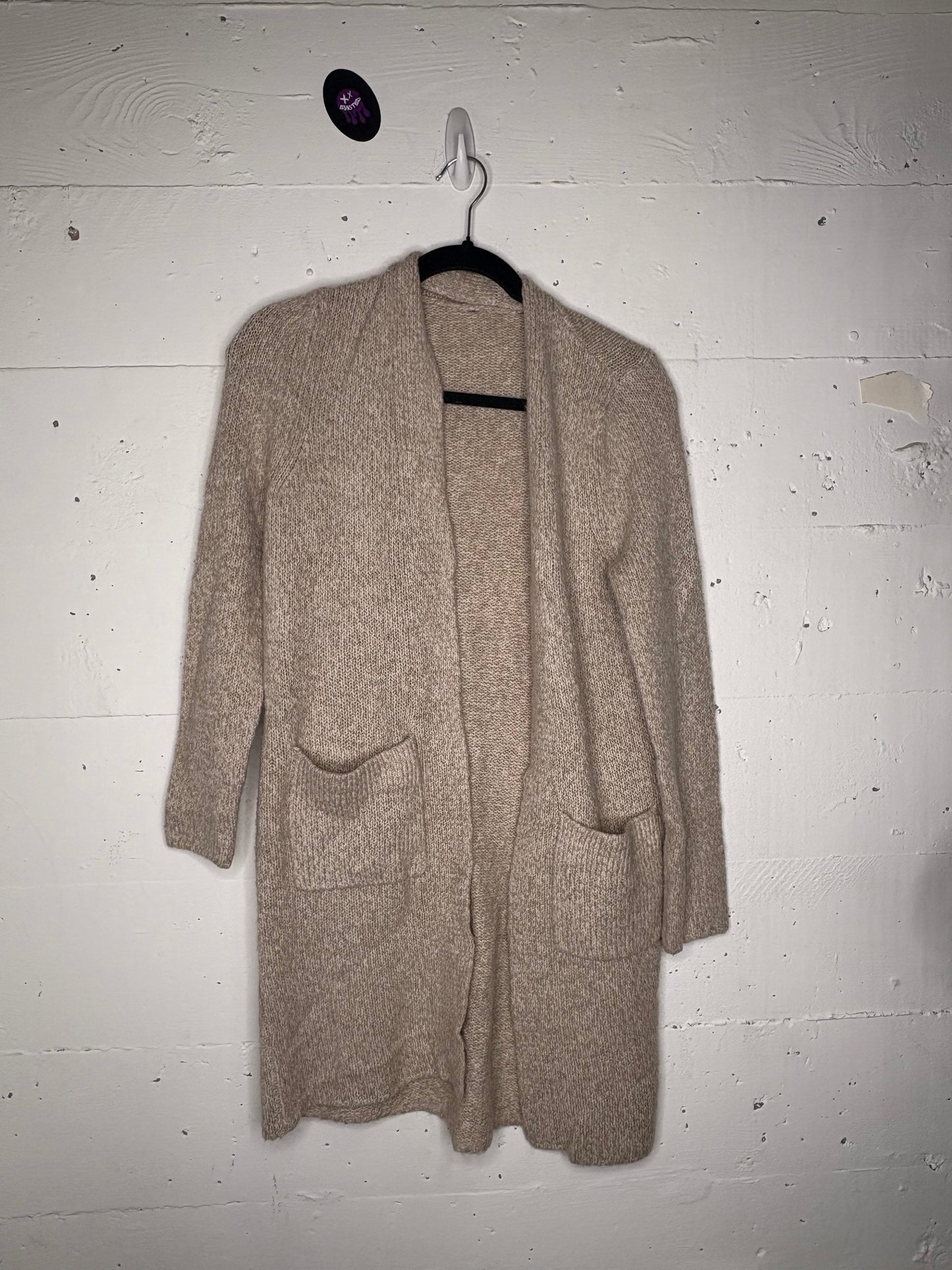 Oatmeal Cardigan Knit with Oversized Front Pocket | S-M
