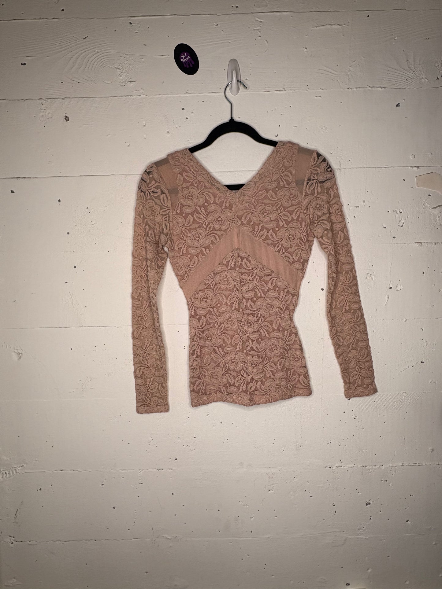 Lace Y2K Bebe Fitted Blouse | Blush S