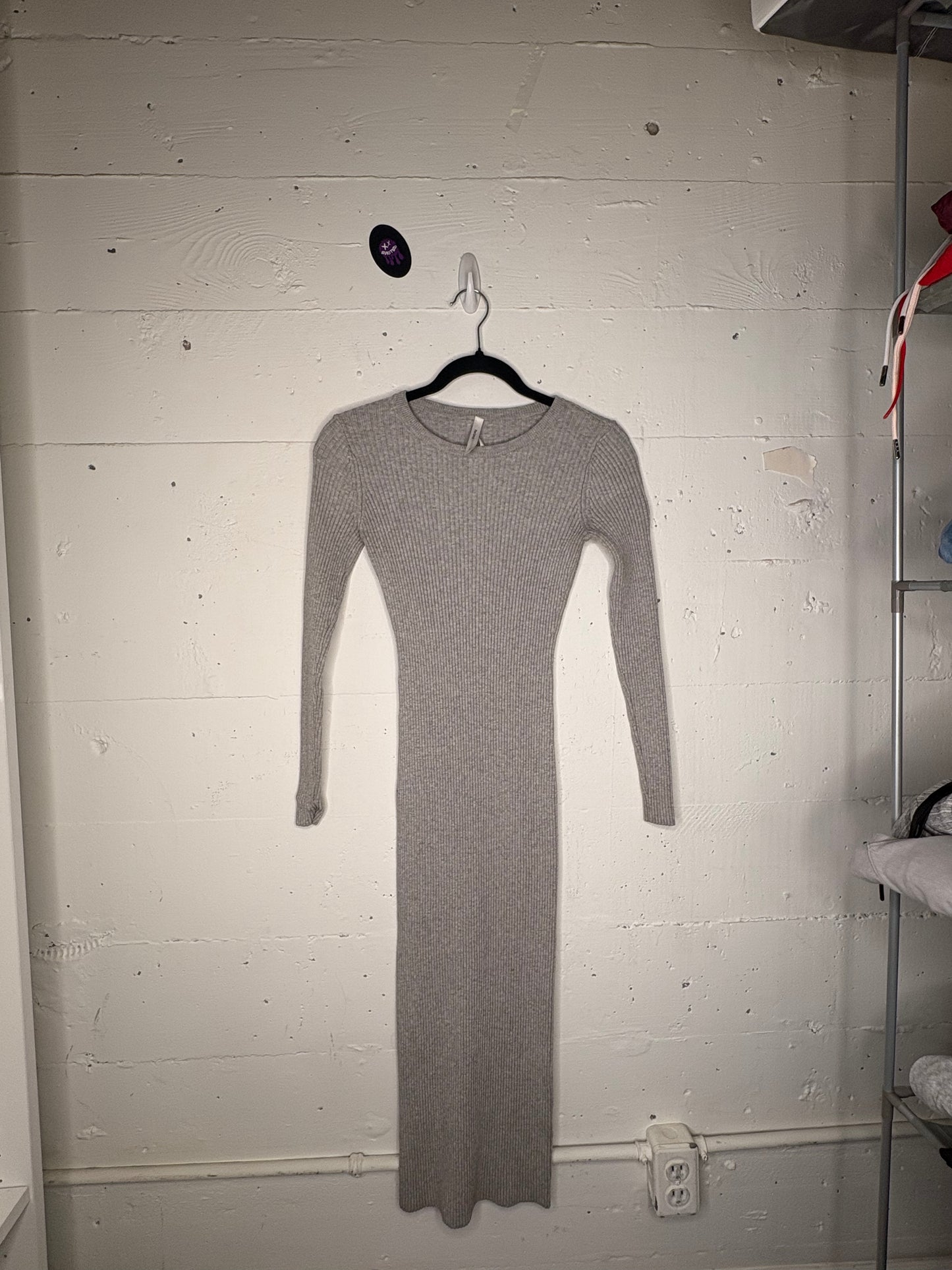 Heather Grey Aritzia Babaton to the floor Ribbed Dress | S-M