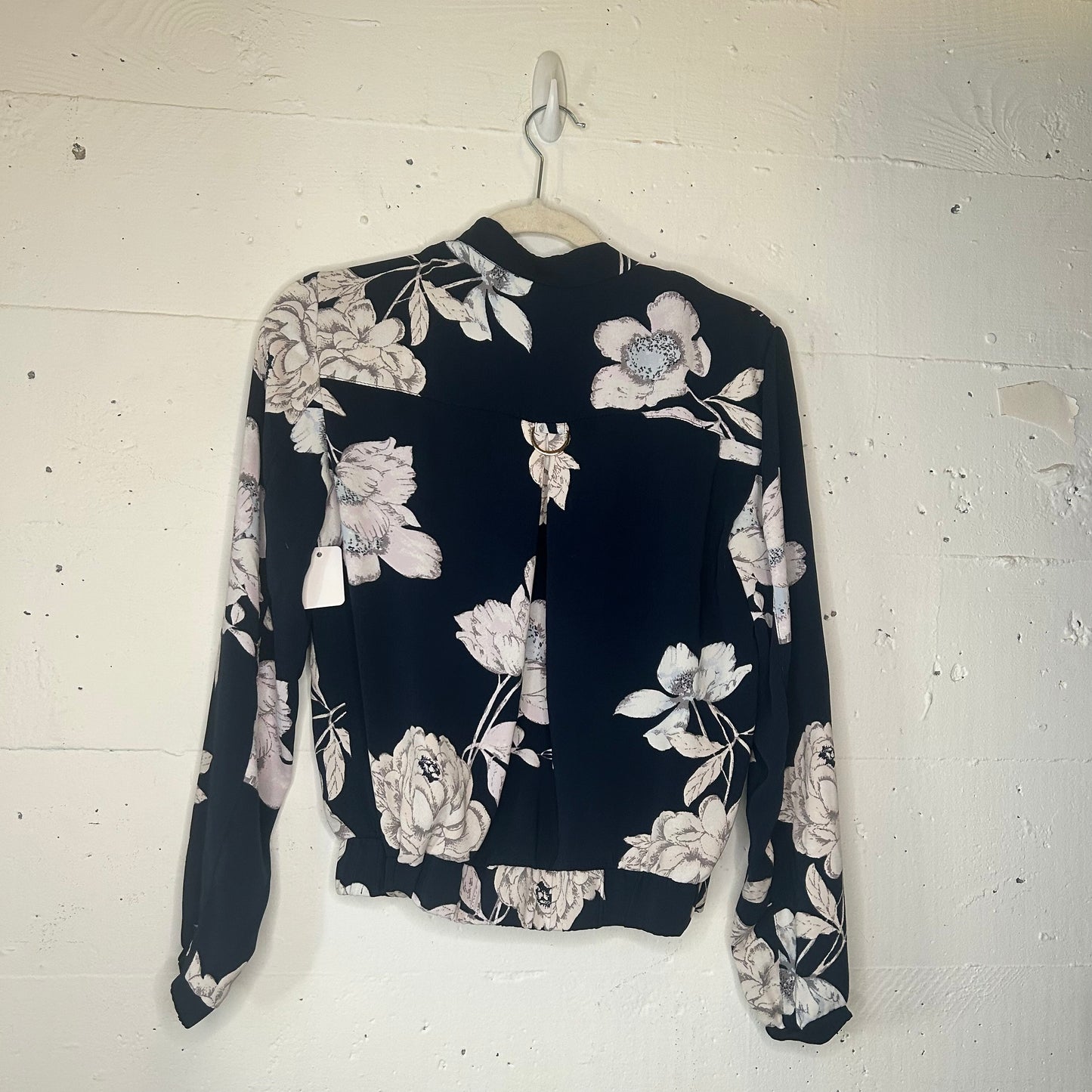 Navy Floral Business Zipper Bomber S