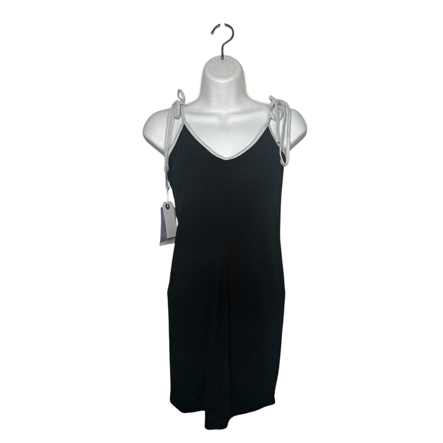Cotton Ribbed LBD - with white tie up straps S-M