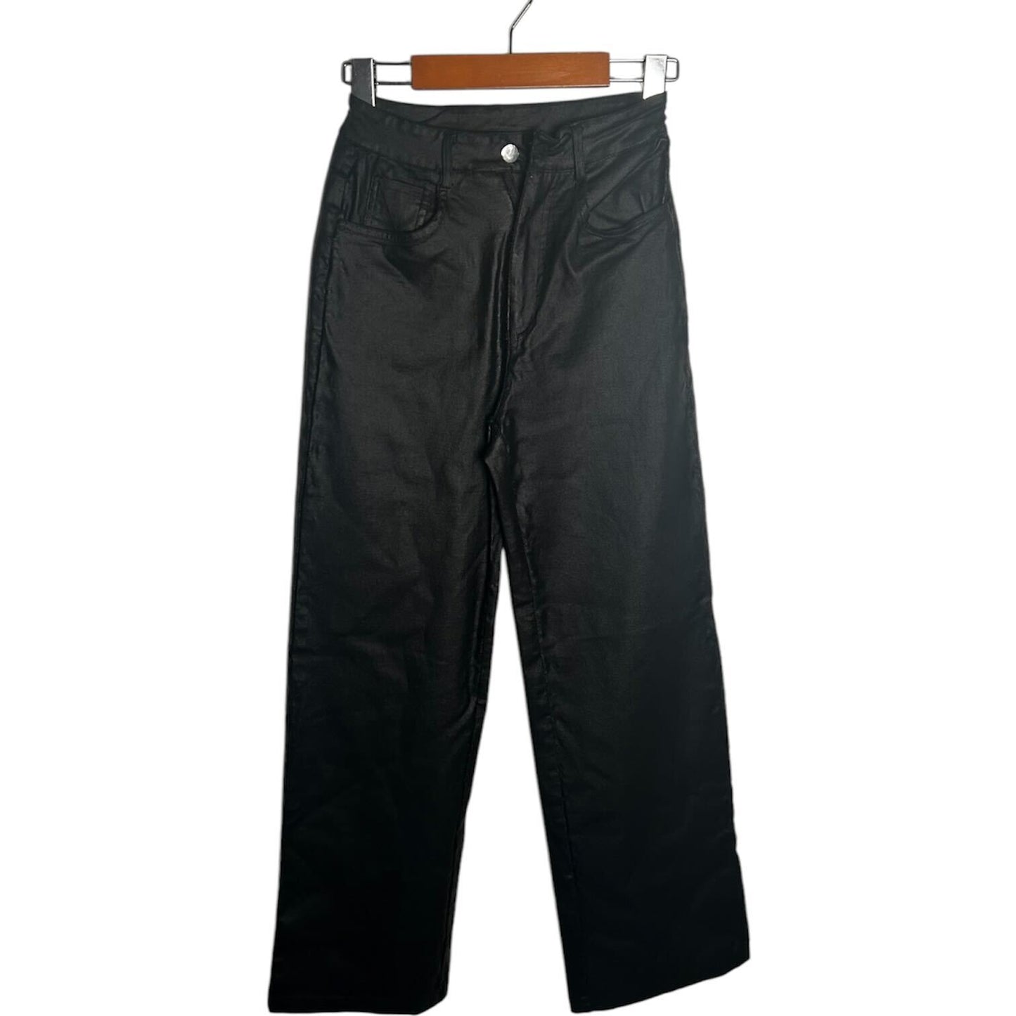 Wide Leg Liquid Look Pleather Pant | S-M