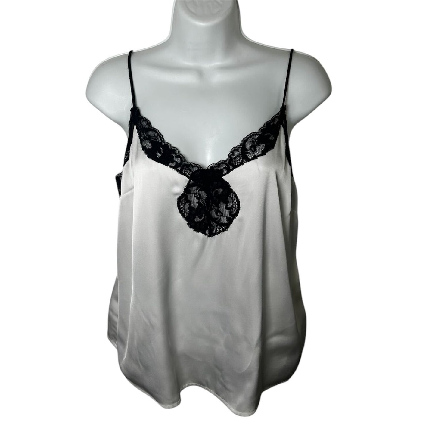 Creme and Black Lace Silk Top | S-M