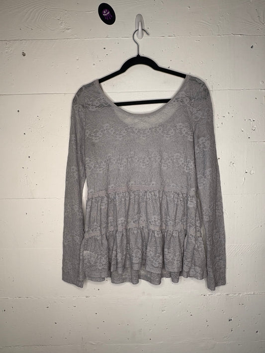 Powder Blue Peplum Lace Blouse