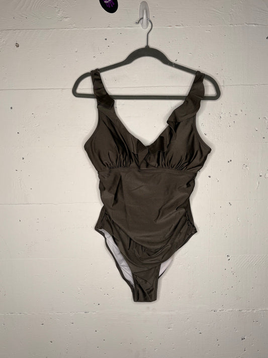Olive Ruffle Detail Body/Swim Suit | S-M