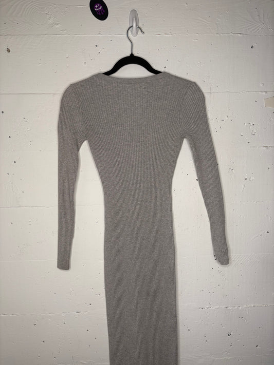 Heather Grey Aritzia Babaton to the floor Ribbed Dress | S-M
