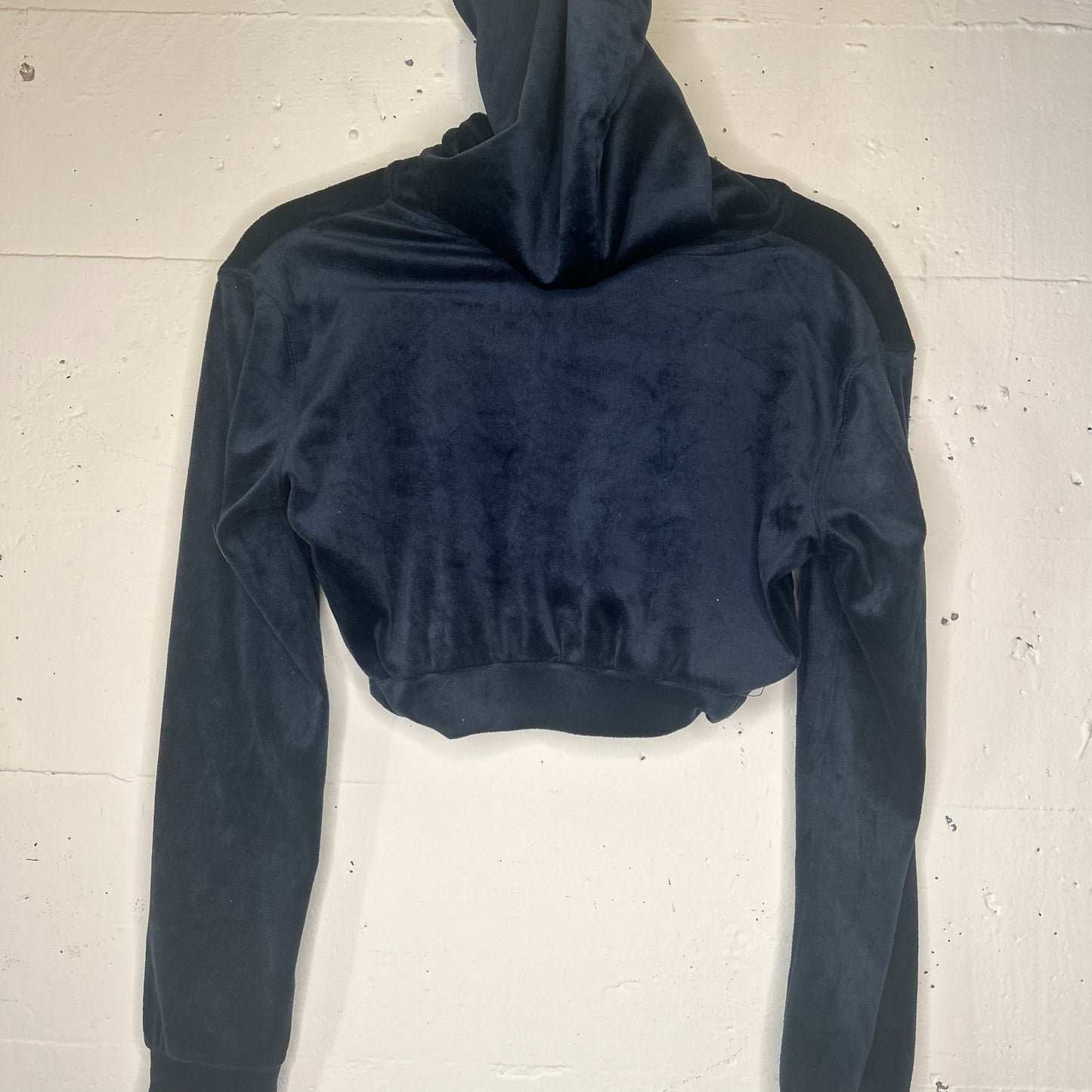 Crushed Blue Velvet Cropped Zip