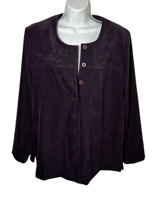 Power Shoulder Suede Eggplant Blazer