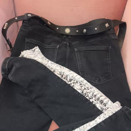 Black Betty Reworked Flared Lace Denim